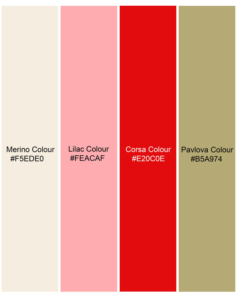 Merino Cream Floral Printed Premium Cotton Shorts SR198-28, SR198-30, SR198-32, SR198-34, SR198-36, SR198-38, SR198-40, SR198-42, SR198-44