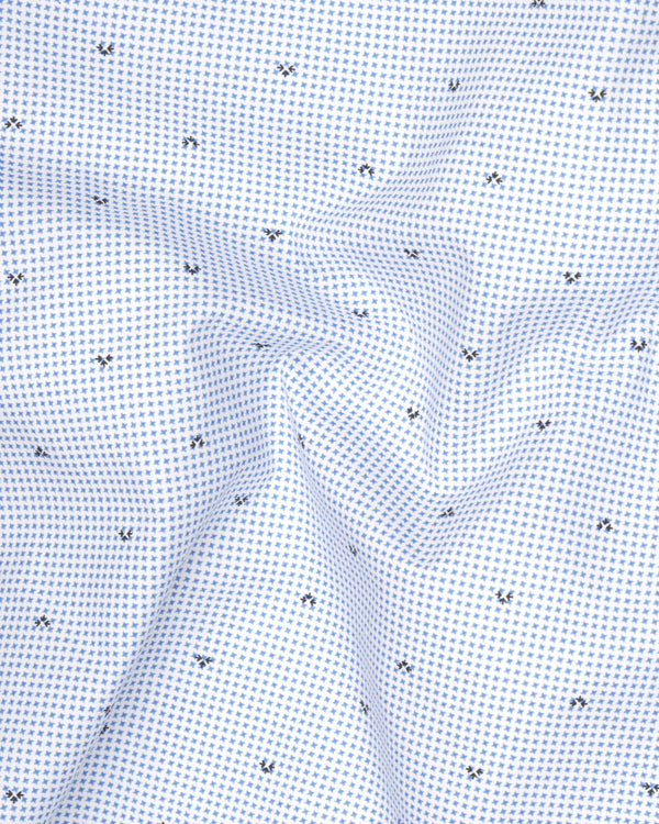 Danube Blue and White Printed Premium Cotton Shorts