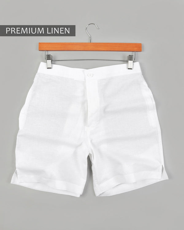 Two Bright White Premium Linen Shorts SR07-32, SR07-28, SR07-42, SR07-36, SR07-40, SR07-38, SR07-34, SR07-44, SR07-30