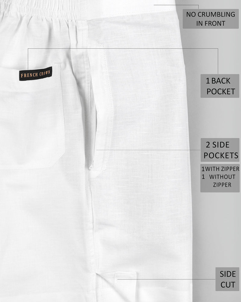 Two Bright White Premium Linen Shorts SR07-32, SR07-28, SR07-42, SR07-36, SR07-40, SR07-38, SR07-34, SR07-44, SR07-30