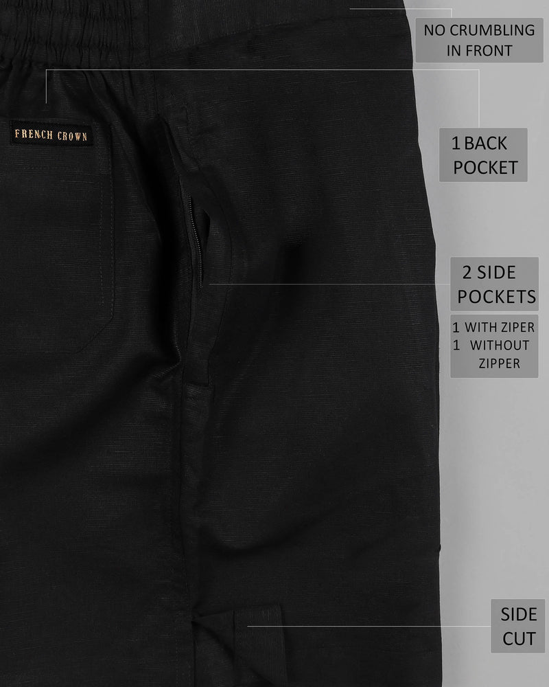 Jade Black Premium Linen and Premium Cotton Shorts SR10-28, SR10-30, SR10-32, SR10-34, SR10-36, SR10-38, SR10-40, SR10-42, SR10-44