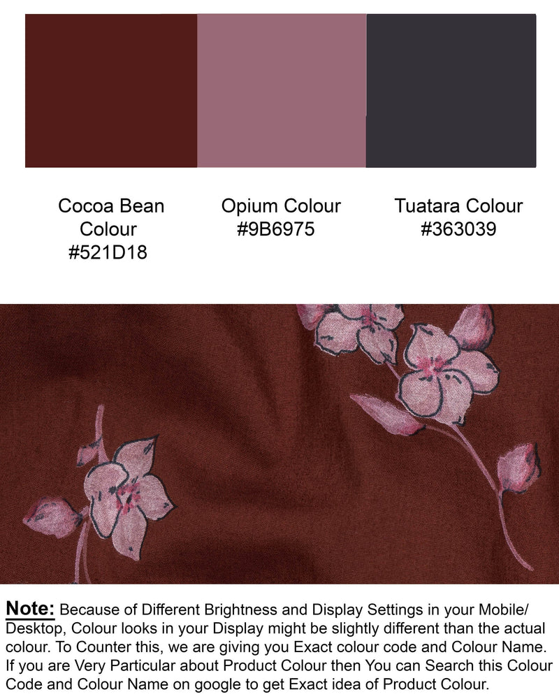 Cocoa Bean Floral Print Premium Cotton Shorts SR132-28, SR132-30, SR132-32, SR132-34, SR132-36, SR132-38, SR132-40, SR132-42, SR132-44