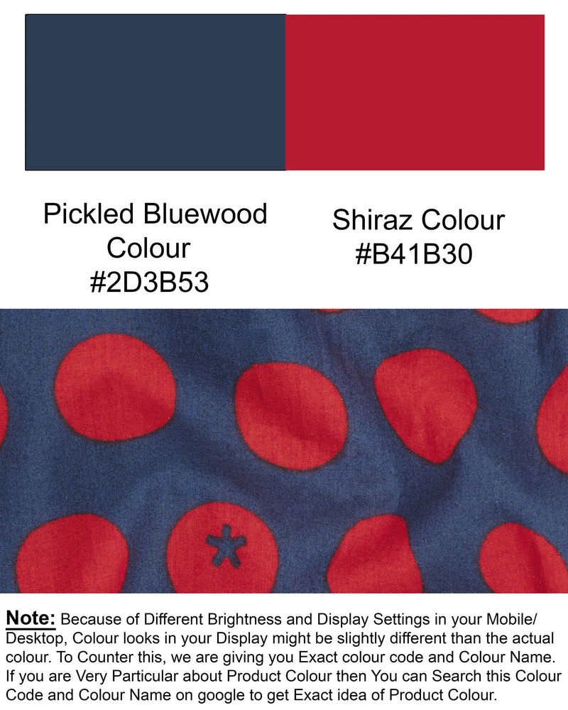 Pickled Blue Polka Print Premium Cotton Shorts SR133-28, SR133-30, SR133-32, SR133-34, SR133-36, SR133-38, SR133-40, SR133-42, SR133-44