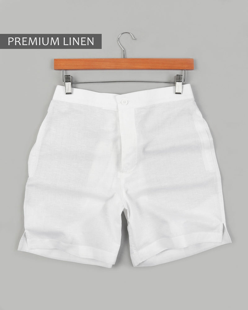 Bright White Premium Linen and Cotton Shorts SR03-28, SR03-30, SR03-32, SR03-34, SR03-36, SR03-38, SR03-40, SR03-42, SR03-44