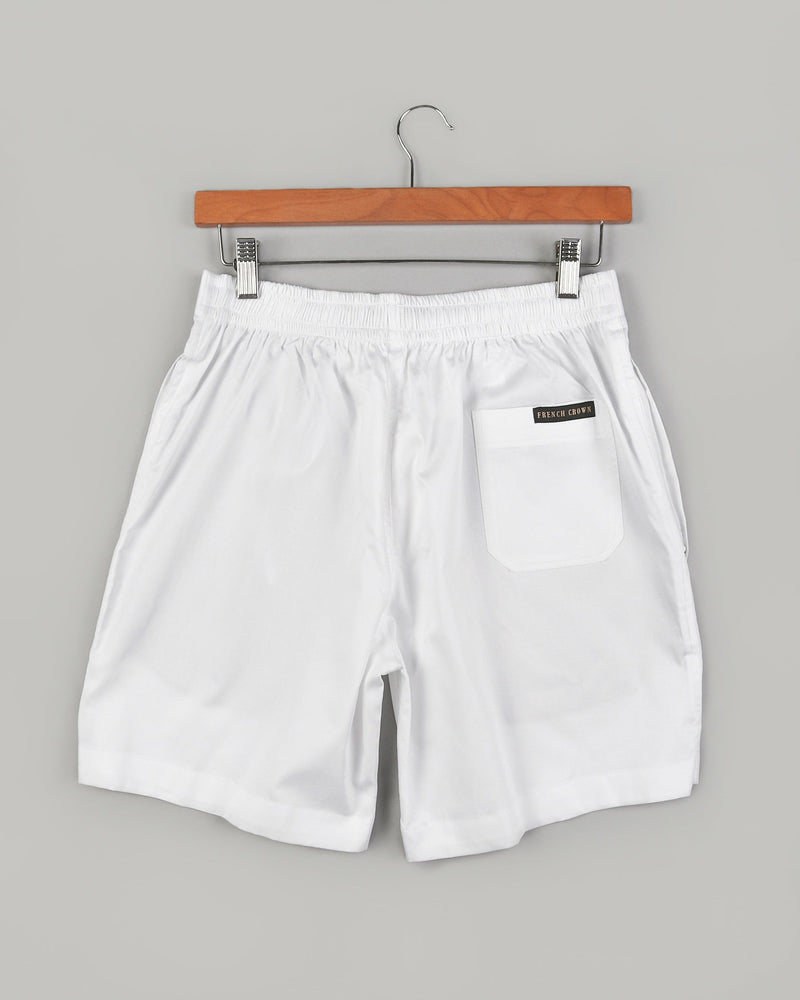 Bright White Premium Linen and Cotton Shorts SR03-28, SR03-30, SR03-32, SR03-34, SR03-36, SR03-38, SR03-40, SR03-42, SR03-44