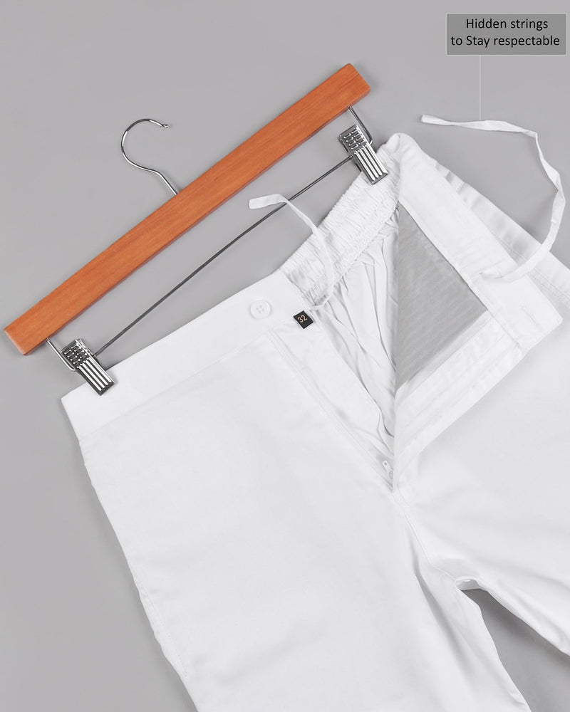 Bright White Premium Linen and Cotton Shorts SR03-28, SR03-30, SR03-32, SR03-34, SR03-36, SR03-38, SR03-40, SR03-42, SR03-44