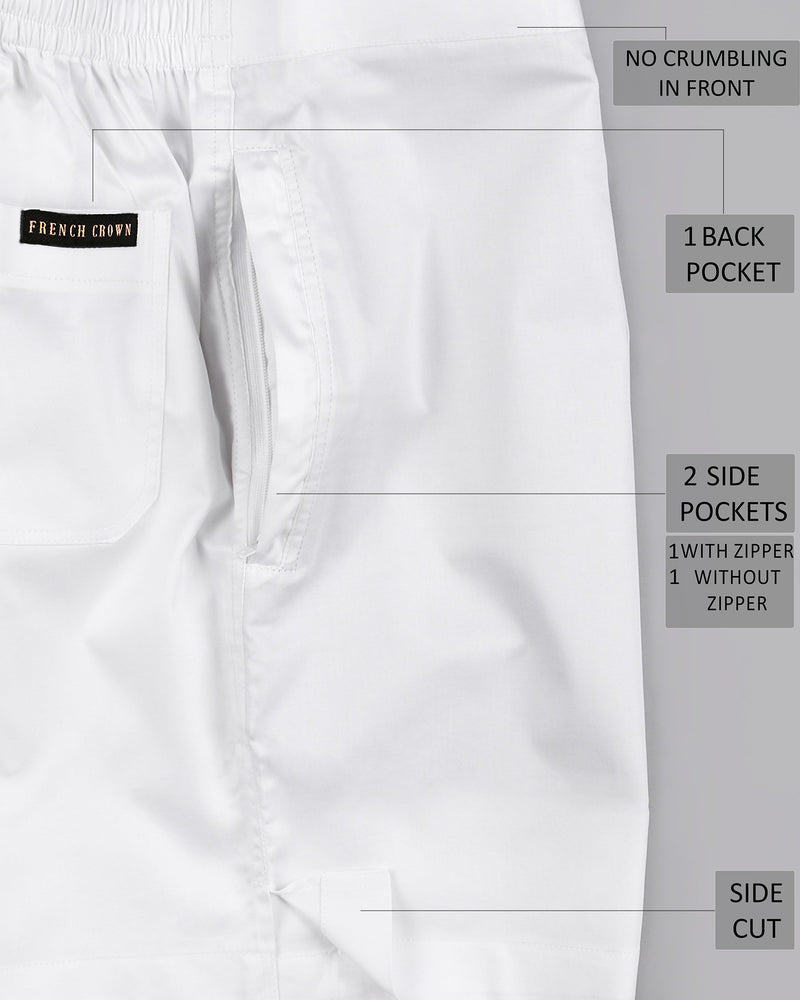 Bright White Premium Linen and Cotton Shorts SR03-28, SR03-30, SR03-32, SR03-34, SR03-36, SR03-38, SR03-40, SR03-42, SR03-44