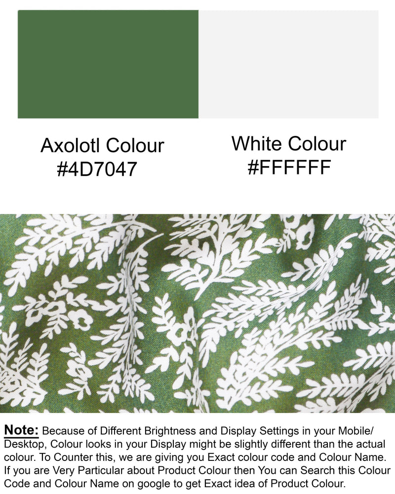 Axolotl & white leaves printed Premium Tencel Shorts SR87-28, SR87-30, SR87-32, SR87-34, SR87-36, SR87-38, SR87-42, SR87-40, SR87-44