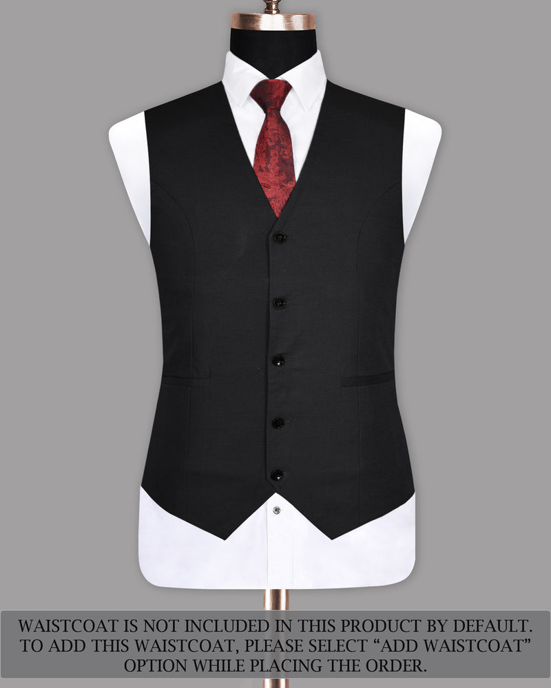 Jet Black Solid Luxurious Linen Double-breasted Sports Suit