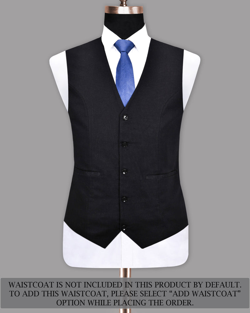 Jade Black Luxurious Linen Double-Breasted Sports Suit