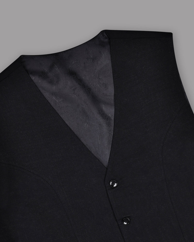 Jade Black Luxurious Linen Double-Breasted Sports Suit
