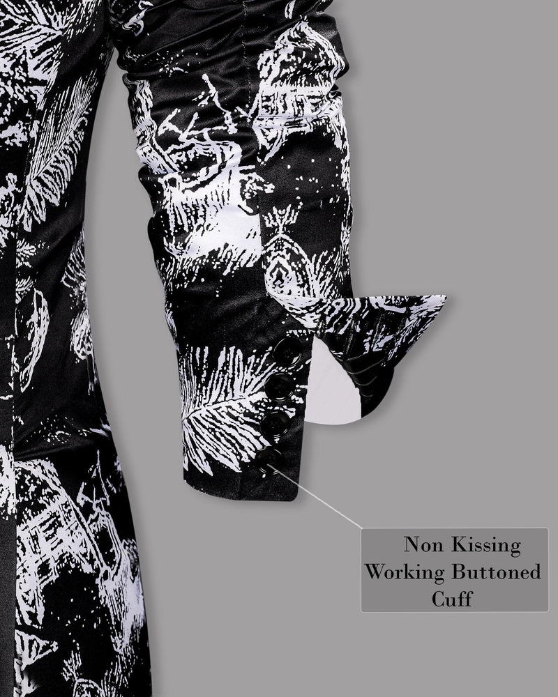 Jade Black with White Beach Print Super Soft Designer Suit