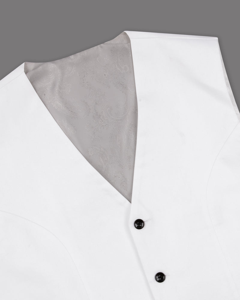 Bright White Cross Buttoned Premium Cotton Bandhgala/Mandarin Suit