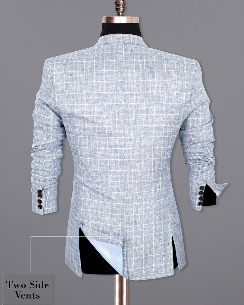 Wild Blue Yonder Windowpane Double Breasted Wool Rich Suit