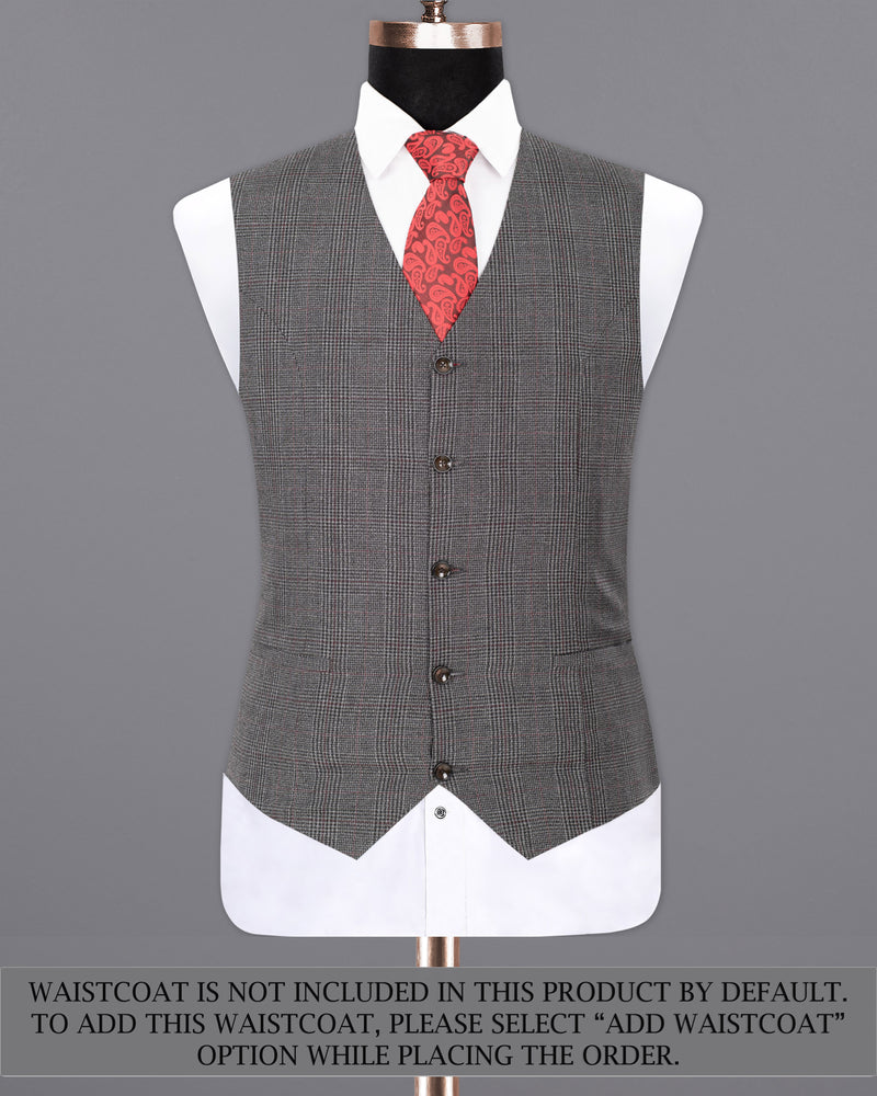 Scorpion Grey Subtle Plaid Double Breasted Wool Rich Suit