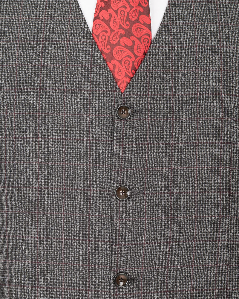 Scorpion Grey Subtle Plaid Double Breasted Wool Rich Suit