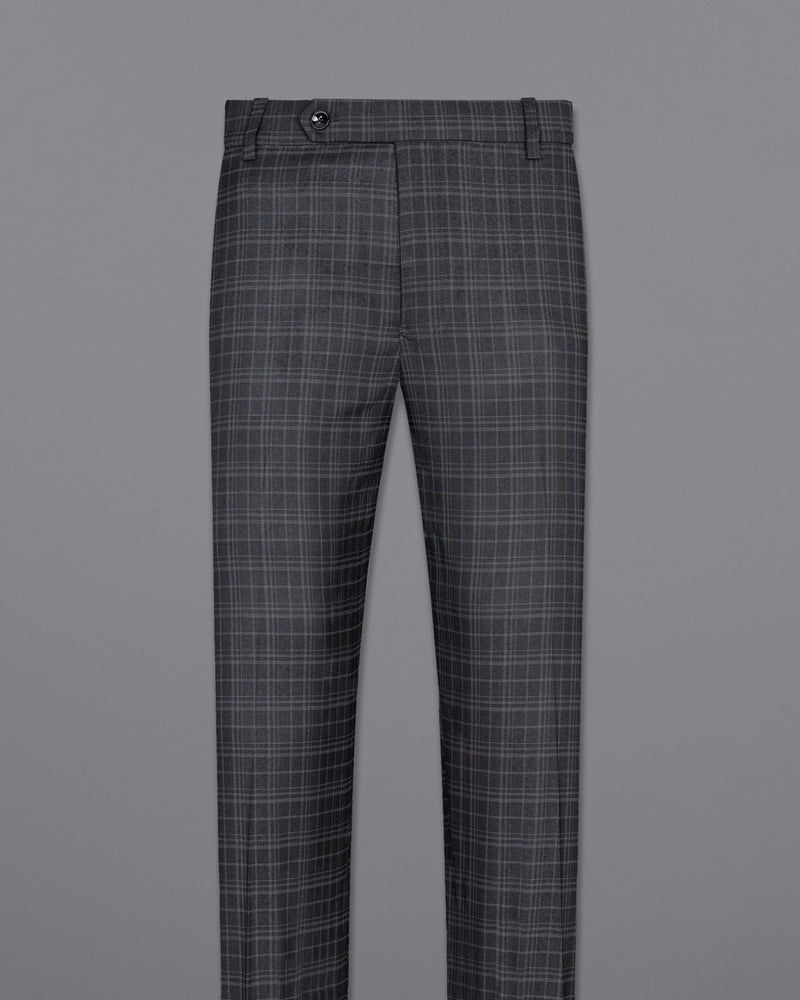 Star Dust and Shark Grey Plaid Cross Button Bandhgala Wool rich Suit