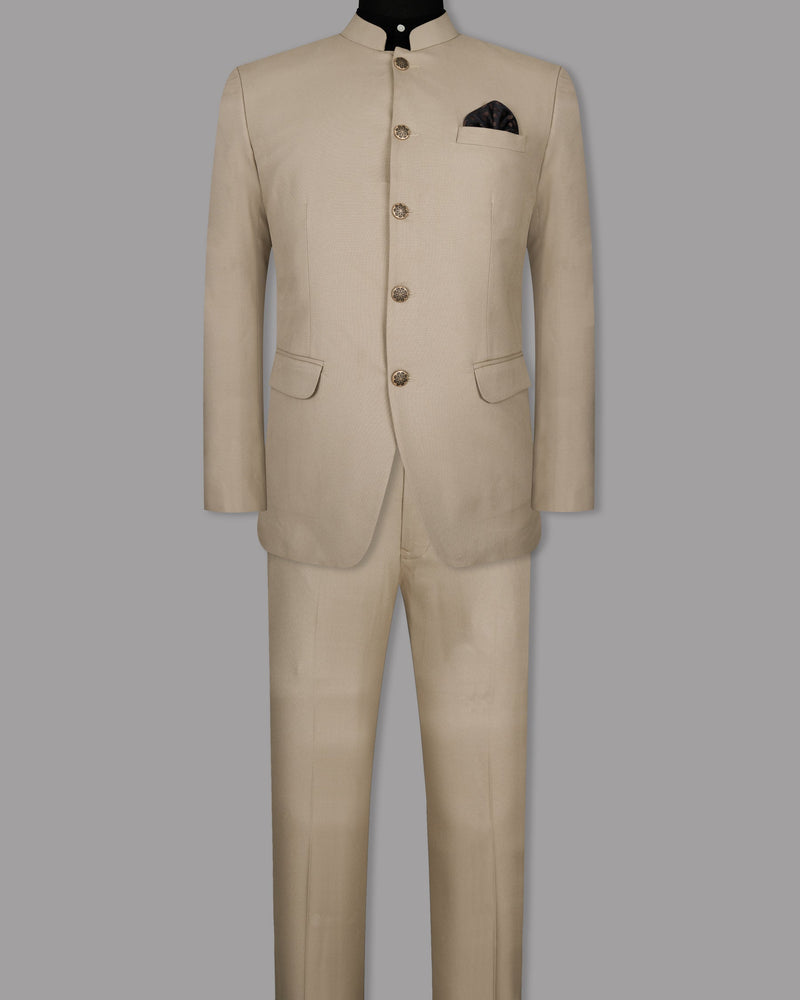 Malta Cream Bandhgala Wool Rich Suit