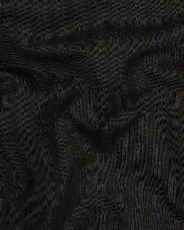 Wood Bean Striped Wool Rich Double Breasted Suit