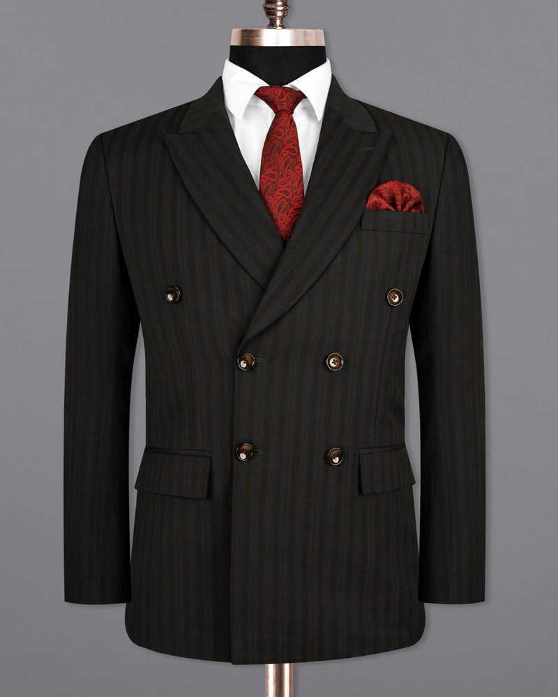 Wood Bean Striped Wool Rich Double Breasted Suit ST1535-DB-36, ST1535-DB-38, ST1535-DB-40, ST1535-DB-42, ST1535-DB-44, ST1535-DB-46, ST1535-DB-48, ST1535-DB-50, ST1535-DB-52, ST1535-DB-54, ST1535-DB-56, ST1535-DB-58, ST1535-DB-60