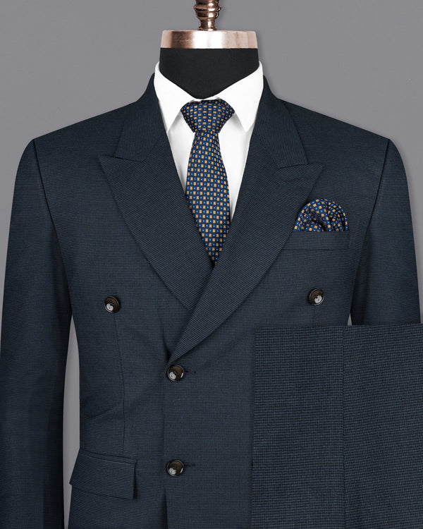 Ebony Clay Blue houndstooth Wool Rich Double Breasted Suit ST1593-DB-36, ST1593-DB-38, ST1593-DB-40, ST1593-DB-42, ST1593-DB-44, ST1593-DB-46, ST1593-DB-48, ST1593-DB-50, ST1593-DB-52, ST1593-DB-54, ST1593-DB-56, ST1593-DB-58, ST1593-DB-60