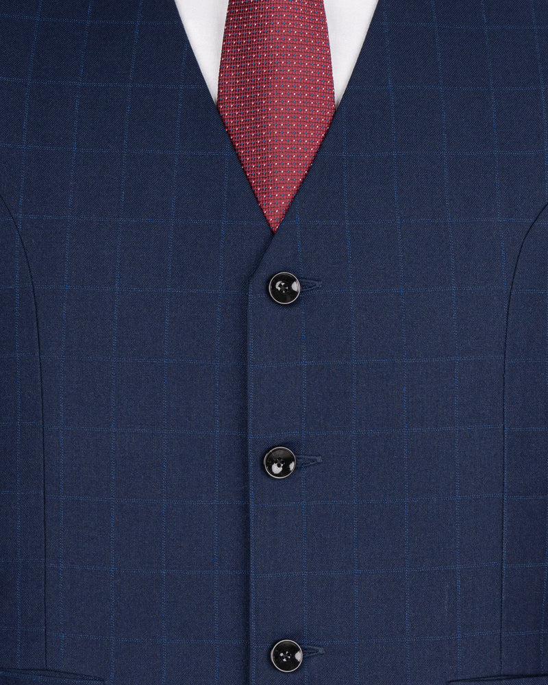 Big Stone Blue Super fine Subtle Checkered Wool Rich Suit ST1606-SB-36, ST1606-SB-38, ST1606-SB-40, ST1606-SB-42, ST1606-SB-44, ST1606-SB-46, ST1606-SB-48, ST1606-SB-50, ST1606-SB-52, ST1606-SB-54, ST1606-SB-56, ST1606-SB-58, ST1606-SB-60