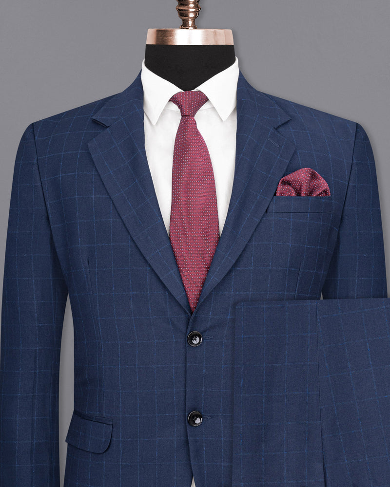 Big Stone Blue Super fine Subtle Checkered Wool Rich Suit ST1606-SB-36, ST1606-SB-38, ST1606-SB-40, ST1606-SB-42, ST1606-SB-44, ST1606-SB-46, ST1606-SB-48, ST1606-SB-50, ST1606-SB-52, ST1606-SB-54, ST1606-SB-56, ST1606-SB-58, ST1606-SB-60