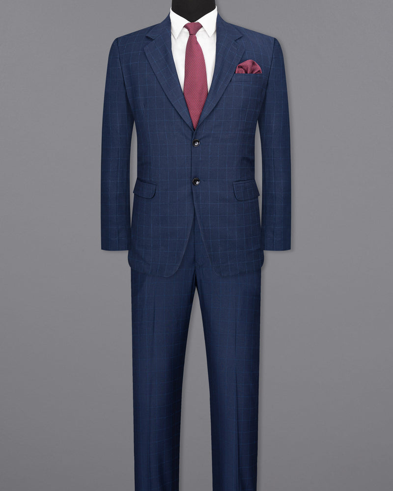 Big Stone Blue Super fine Subtle Checkered Wool Rich Suit ST1606-SB-36, ST1606-SB-38, ST1606-SB-40, ST1606-SB-42, ST1606-SB-44, ST1606-SB-46, ST1606-SB-48, ST1606-SB-50, ST1606-SB-52, ST1606-SB-54, ST1606-SB-56, ST1606-SB-58, ST1606-SB-60