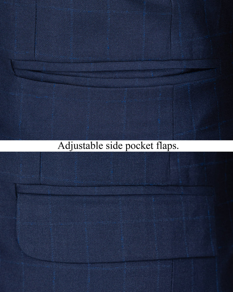 Big Stone Blue Super fine Subtle Checkered Wool Rich Suit ST1606-SB-36, ST1606-SB-38, ST1606-SB-40, ST1606-SB-42, ST1606-SB-44, ST1606-SB-46, ST1606-SB-48, ST1606-SB-50, ST1606-SB-52, ST1606-SB-54, ST1606-SB-56, ST1606-SB-58, ST1606-SB-60