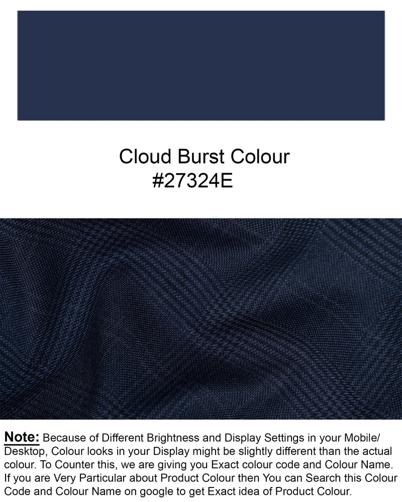 Cloud Burst Blue Super fine Subtle Checkered Woolrich Cross buttoned Bandhgala Suit ST1634-CBG-36, ST1634-CBG-38, ST1634-CBG-40, ST1634-CBG-42, ST1634-CBG-44, ST1634-CBG-46, ST1634-CBG-48, ST1634-CBG-50, ST1634-CBG-52, ST1634-CBG-54, ST1634-CBG-56, ST1634-CBG-58, ST1634-CBG-60