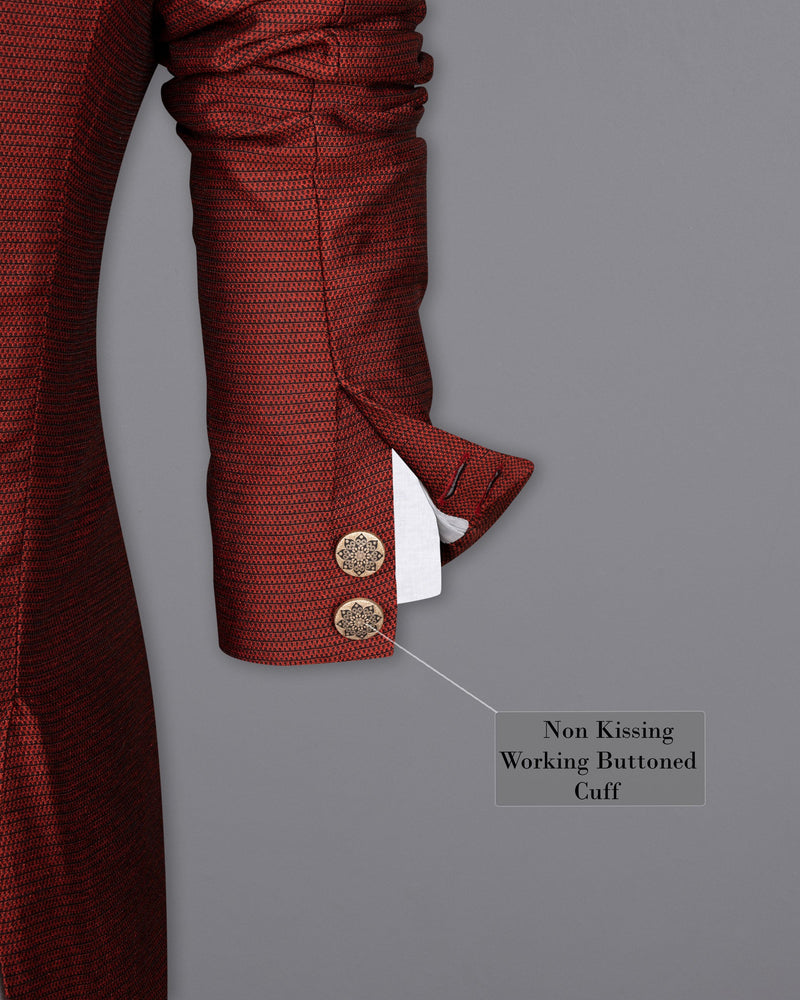 Moccaccino Red Cross Buttoned Bandhgala Designer Suit