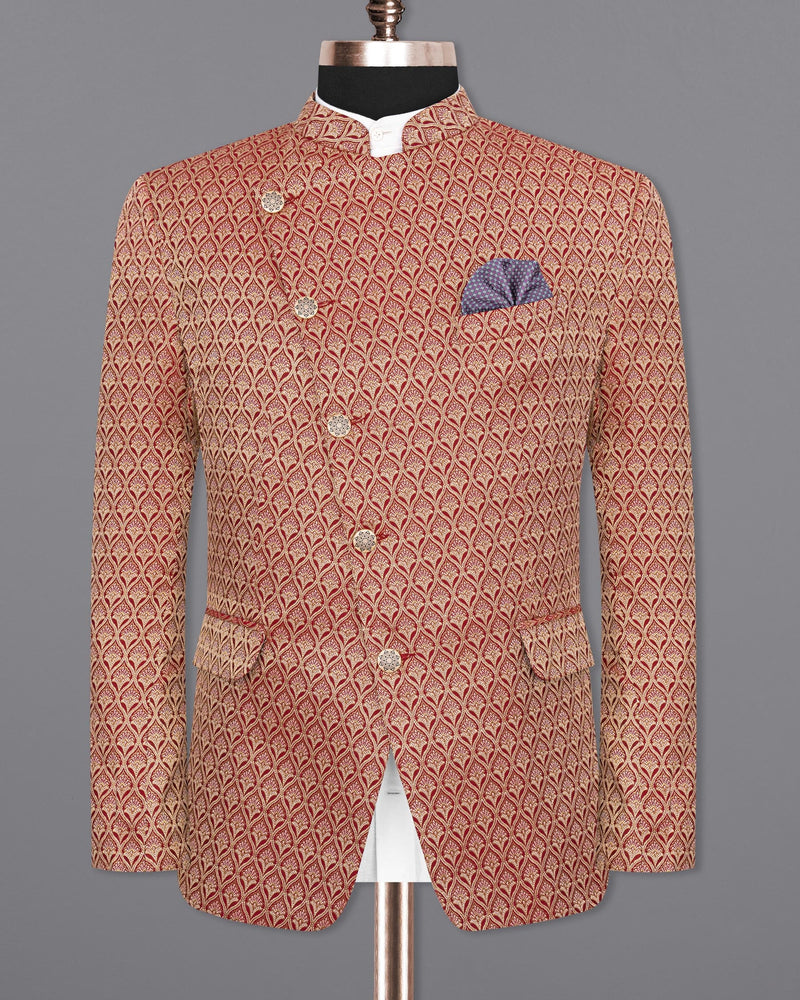 Merlot Red and Anzac Cream Jacquard Textured Cross Buttoned Bandhgala Designer Suit ST1677-CBG-38, ST1677-CBG-H-38, ST1677-CBG-39, ST1677-CBG-H-39, ST1677-CBG-40, ST1677-CBG-H-40, ST1677-CBG-42, ST1677-CBG-H-42, ST1677-CBG-44, ST1677-CBG-H-44, ST1677-CBG-46, ST1677-CBG-H-46, ST1677-CBG-48, ST1677-CBG-H-48, ST1677-CBG-50, ST1677-CBG-H-50, ST1677-CBG-52, ST1677-CBG-H-52