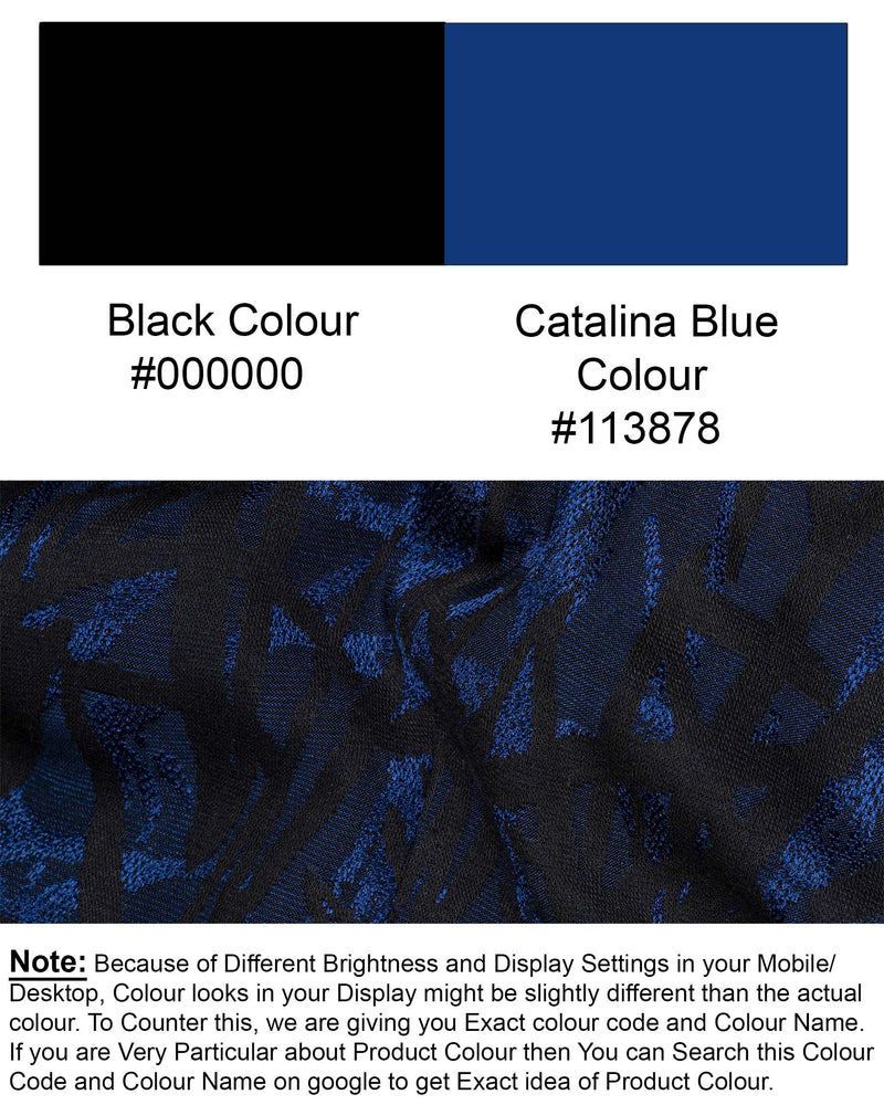 Catalina Blue with Velvet Black abstract Jacquard Textured Tuxedo Suit ST1766-BKL-36, ST1766-BKL-38, ST1766-BKL-40, ST1766-BKL-42, ST1766-BKL-44, ST1766-BKL-46, ST1766-BKL-48, ST1766-BKL-50, ST1766-BKL-52, ST1766-BKL-54, ST1766-BKL-56, ST1766-BKL-58, ST1766-BKL-60