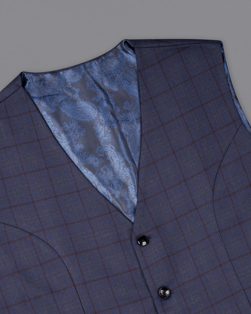 River Bed Blue Windowpane Double Breasted Suit