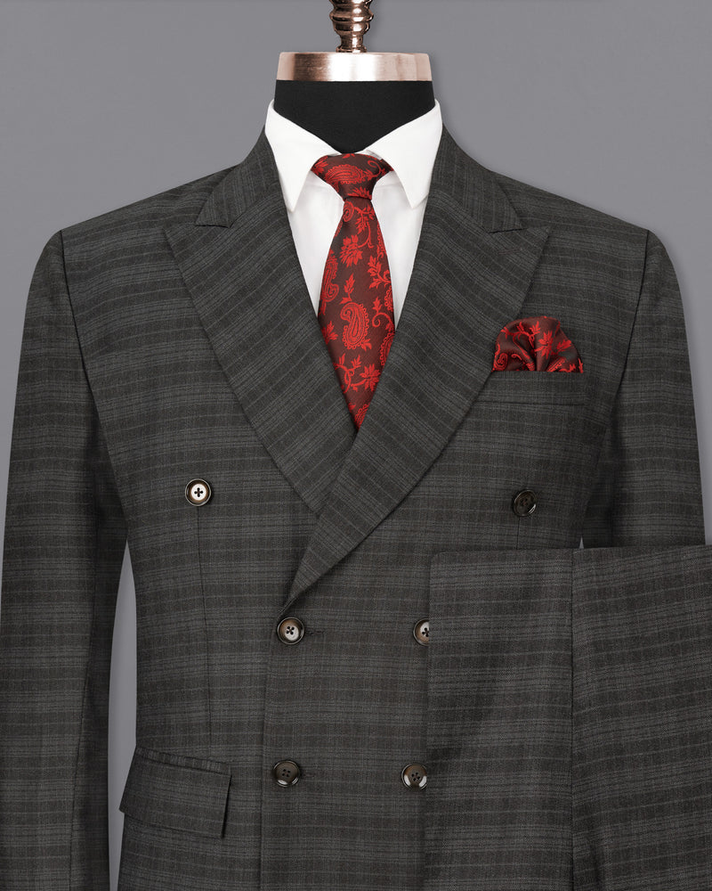 Iridium Grey Subtle Plaid Double Breasted Suit