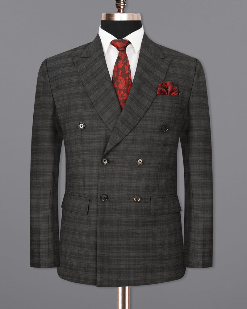 Iridium Grey Subtle Plaid Double Breasted Suit