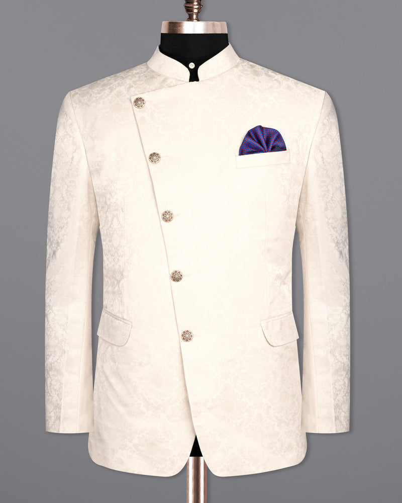 Desert Storm Jacquard Textured Cross Buttoned Bandhgala Designer Suit