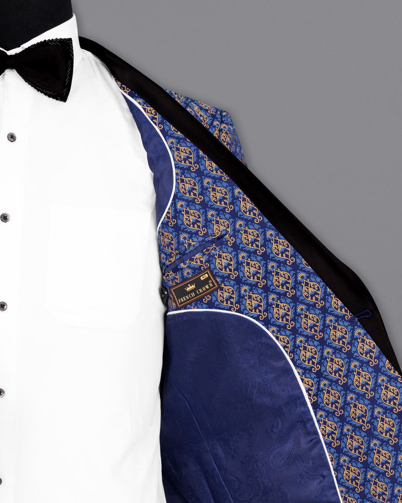 Downriver Blue Damask Textured Tuxedo Suit