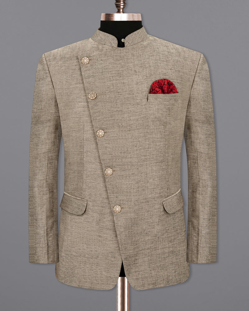 Sand Dune Cross-Buttoned Bandhgala Designer Suit