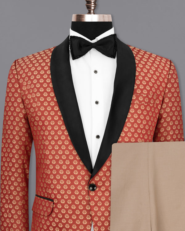 Terracotta with Chardonnay Floral Designer Tuxedo Suit