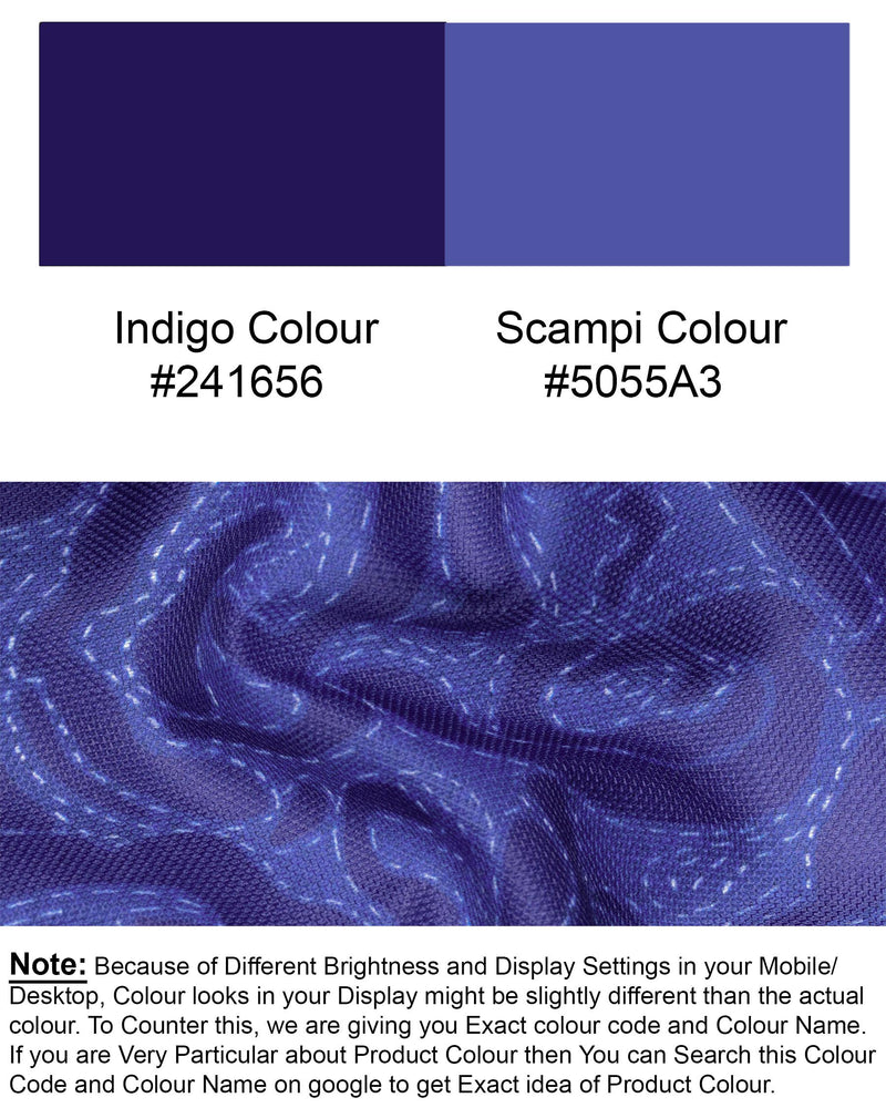 Indigo with Scampi Blue Camouflage Designer Suit