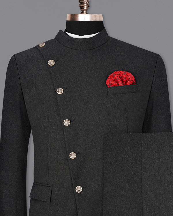 Thunder Black Cross-Buttoned Bandhgala Suit ST1863-CBG2-36, ST1863-CBG2-38, ST1863-CBG2-40, ST1863-CBG2-42, ST1863-CBG2-44, ST1863-CBG2-46, ST1863-CBG2-48, ST1863-CBG2-50, ST1863-CBG2-52, ST1863-CBG2-54, ST1863-CBG2-56, ST1863-CBG2-58, ST1863-CBG2-60