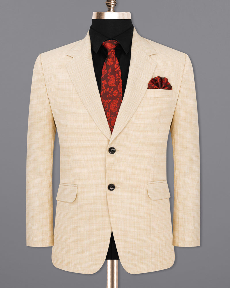 Light Apricot Brown Subtle Plaid Suit