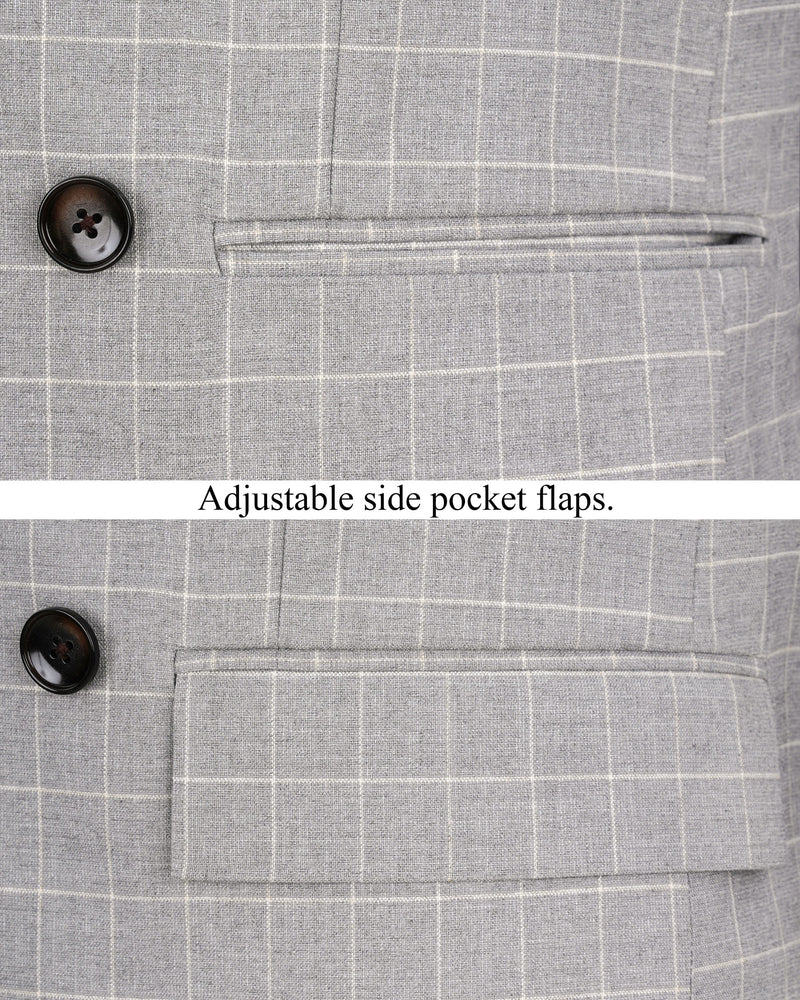 Hurricane Gray Windowpane Double Breasted Suit