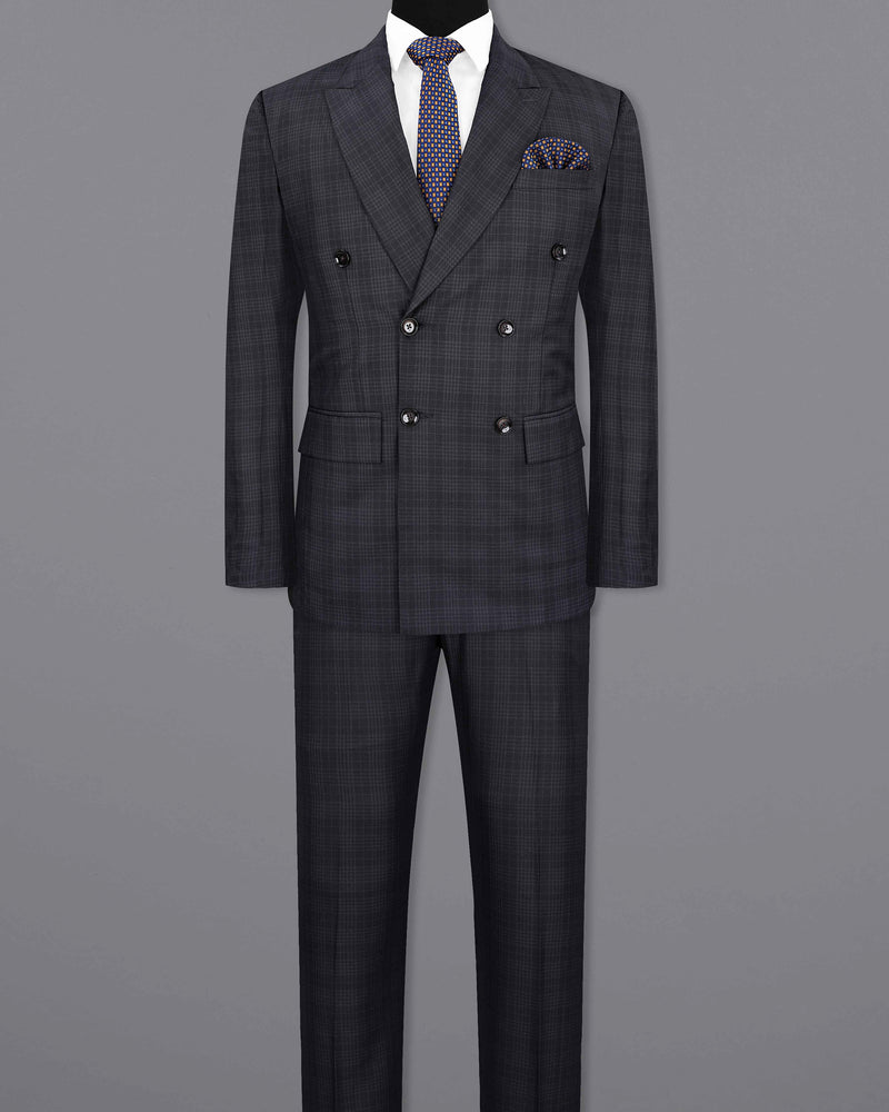 Rangoon Black Plaid Double Breasted Suit