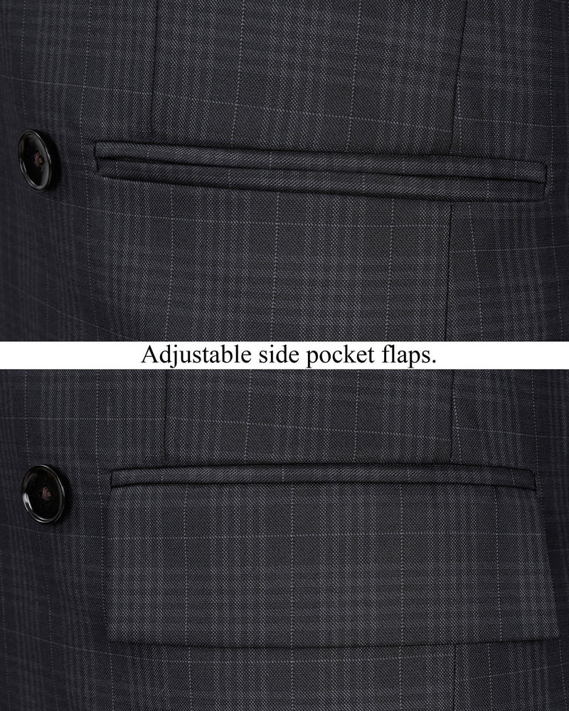 Rangoon Black Plaid Double Breasted Suit