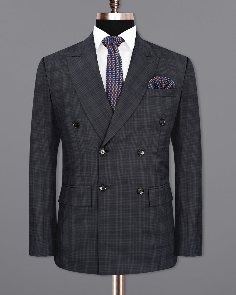 Rangoon Black Plaid Double Breasted Suit