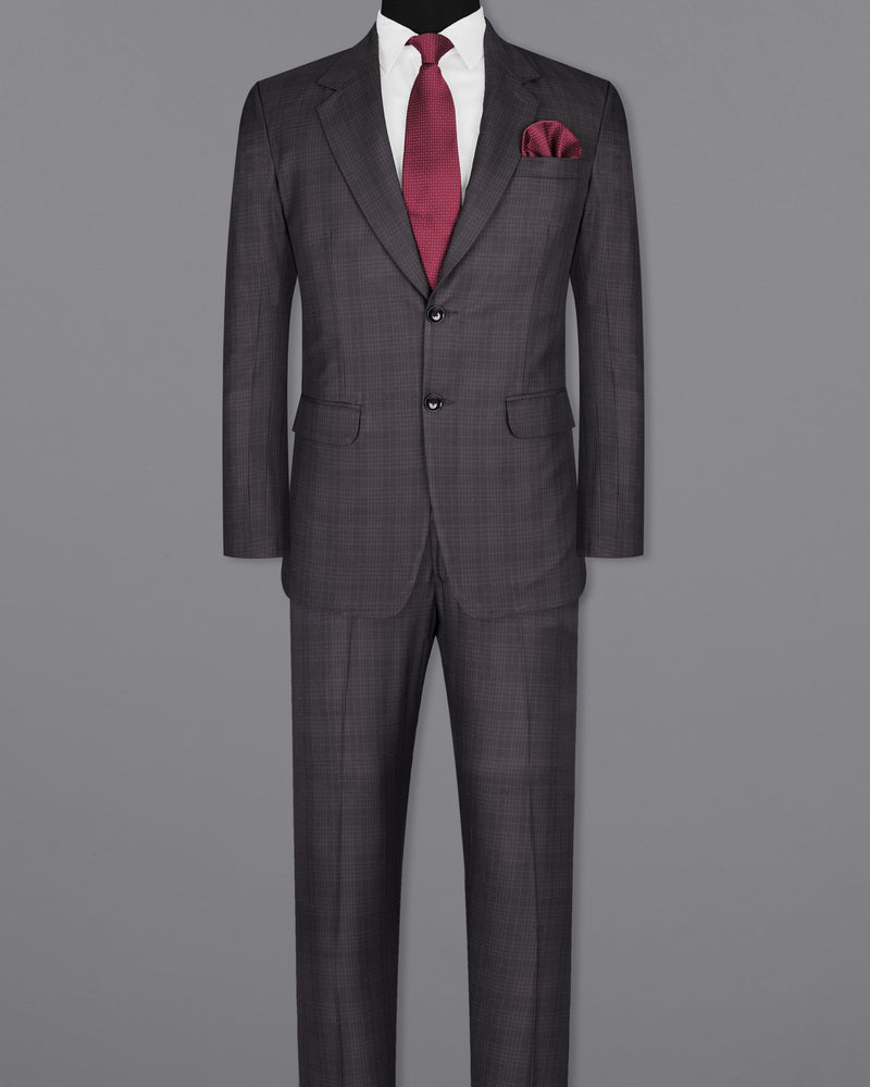 Charcoal Brown Plaid Suit