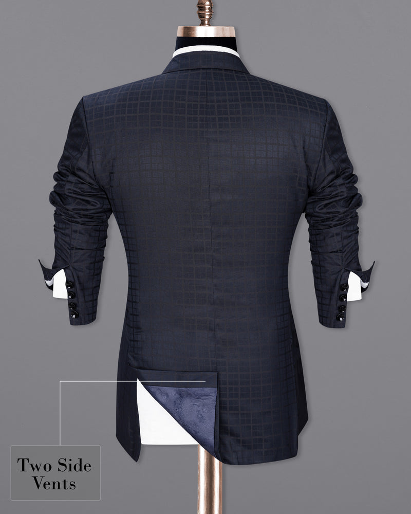 Bleached Cedar Navy Blue subtle Plaid Single Breasted Suit