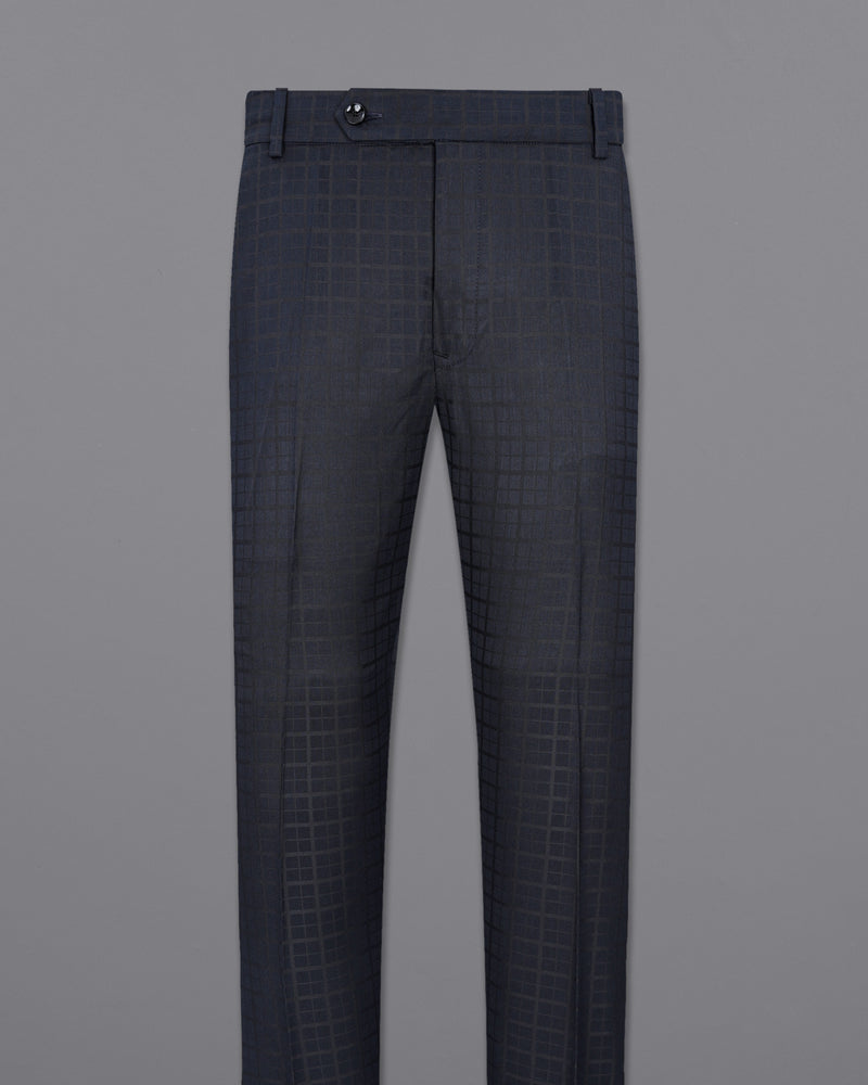 Bleached Cedar Navy Blue subtle Plaid Single Breasted Suit